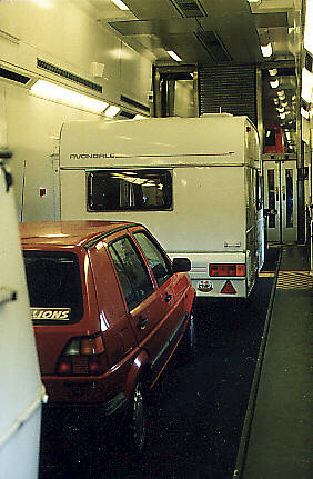 The GOLF in LE SHUTTLE I drove direct into the LE SHUTTLE train