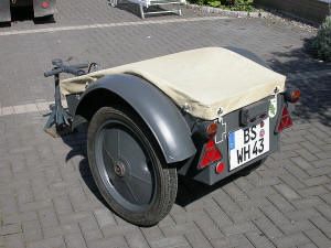 Kettenkrad trailer Sd.Anh.1 with canvas cover, seen from the rear left.