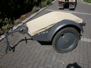 Kettenkrad trailer Sd.Anh.1 with canvas cover, seen from the front left.